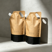 Sachet Doypack Personnalisé pour Aliments Liquides pour Bébé, en Papier Kraft, avec Bec Verseur, Écologique, Rechargeable