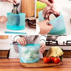 Hot Selling BPA-Free Silicone Food <b>Storage</b> <b>Bag</b> Leakproof and Reusable Ziplock Sealer for Fresh-Keeping in Kitchen Use - Product Image 5