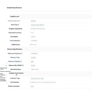 กิกะไบต์ <span class=keywords><strong>RTX3060Ti</strong></span> 8G ใหม่กราฟิกการ์ดสำหรับเล่นเกมเดสก์ท็อป GDDR6การออกแบบพัดลมสามตัว256บิต - Product Image 4