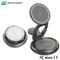 Chargeur sans fil magnétique 3-en-1 pliable et flexible 25W à charge rapide QC3.0 avec port Type-C et lumière LED pour la recharge - Meilleures ventes