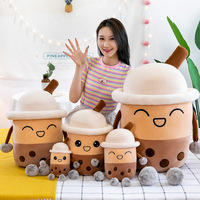 AUF LAGER Großhandel Lächeln Gesicht Peluche Puppe Kawaii Niedliche Gefüllte Perle Tasse Form Spielzeug Blase Cartoon Milch tee Boba Plüsch tier
