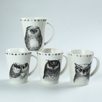 Nouveau Restaurant Collection 350ml Bone China Owl Tasse à café Souvenir Tasse en céramique avec un design élégant