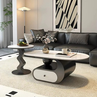 Table basse moderne de dernière génération pour salon, appartement, villa, ensemble de tables centrales, table d'angle ovale en marbre pour la maison