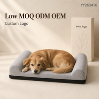 Yang Yang Haustier-Mikro-Velours Graues Quadratisches Luxus-Beruhigungs-Orthopädisches Schaumstoff-Hundebett