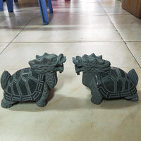 Sculpture de dragon tortue en pierre naturelle super mini chinoise et statue d'animal en pierre de jardin LONG GUI pour la décoration de la maison