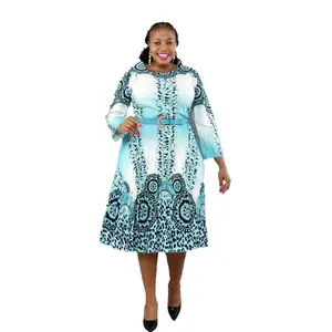 Ladies fashion flower print african design party dresses for women clothing