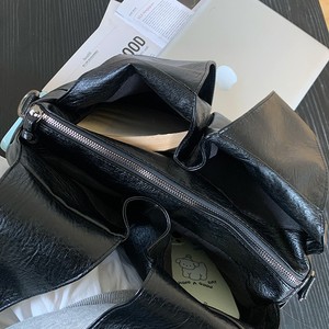 Bolso Tote de Cuero Encerado Negro, Gran Capacidad, Bolsillo con Cremallera, Resistente al Agua, para Uso Diario, Bolso de Hombro y Bandolera - Product Image 2