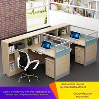 Ensemble bureau et chaise de style moderne et minimaliste, poste de travail cloisonné avec rangement, mobilier de bureau en bois