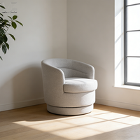 Fauteuil club moderne de luxe nordique, rembourré, en velours bouclé, pivotant, pour salon