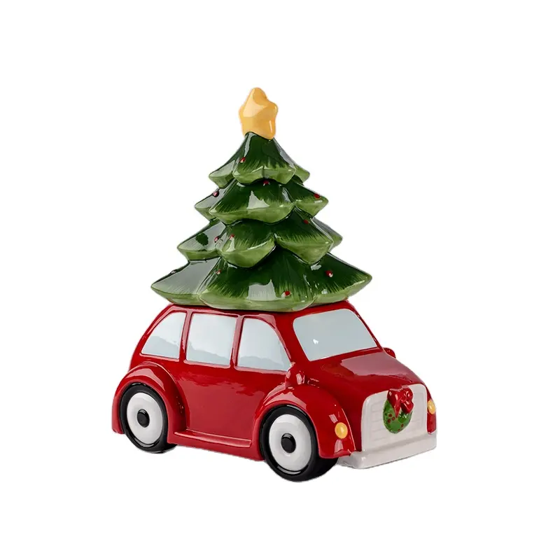 Kustom Natal 3d wadah penyimpanan makanan lucu kartun keramik mobil Jar menghias kue permen Jar