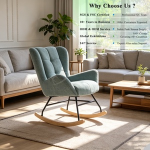 <span class=keywords><strong>Fauteuil</strong></span> à bascule d'appoint moderne en tissu bleu clair, avec accoudoirs incurvés, design anti-basculement, pour salon, style minimaliste et rembourré. - Product Image 1