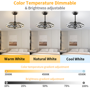 24'' Energy Saving Downrod <b>Ceiling</b> Fan with <b>Light</b> 3000K-6500K Stepless Dimmable LED Fandelier for Bedroom Home <b>office</b> - Product Image 5