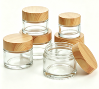 Pot en verre transparent ambré noir personnalisé avec logo OEM, vide, 5g-100g, pour crème visage, sérum, emballage cadeau cosmétique de luxe.