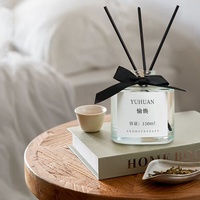 Diffuseur à bâtonnets 150 ml avec ruban noir, parfum naturel, huile essentielle, flacon en verre, désodorisant d'ambiance - Meilleures ventes pour la décoration intérieure