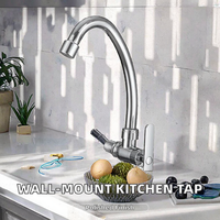 Robinet mural en acier inoxydable, anti-fuite, à débit élevé, pour appartement, maison d'hôtes, salle de bain
