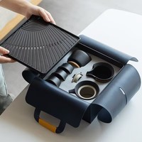 L Newell Coffret cadeau de camping personnalisé Glaçure colorée peinte à la main Vaisselle à thé de voyage Kung Fu Ensemble de tasses à thé en porcelaine de luxe avec théière