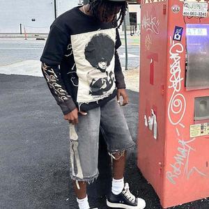 T-shirt graphique personnalisé avec double couche Boxy manches longues T-shirts sérigraphiés DTG en coton lourd pour hommes-Design vierge - Product Image 3