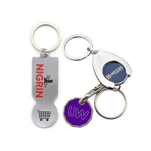 Custom Printing Logo Metal <b>Key</b> Supermarket Shopping Cart Chips with Epoxy Token Keyring Canada UK US EURO <b>Trolley</b> Coin Keychain - Product Image 3