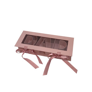 Scatola <span class=keywords><strong>regalo</strong></span> per la festa del papà-finestra con lettere di papà sapone fiore immortale lungo quadrato in carta rivestita goffratura imballaggio cibo matrimonio spedizione - Product Image 6