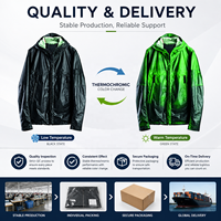 Manteau long à capuche réactif à la température, noir à vert, imperméable, pour homme