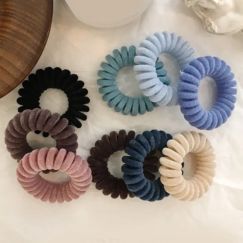 Girl Woman Knit Telephone Wire Elastic Hair Bands Rubber Band Hair Rope Screw-type Shape Hair Ties Headwear