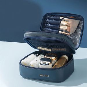 Bolsa de Maquillaje de Viaje Transparente de PVC y Cuero PU Impermeable, con Cierre, para Cosméticos y Artículos de Belleza - Product Image 3