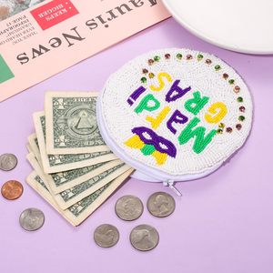 Portamonete fatto a mano Mardi Gras per le donne Unisex <span class=keywords><strong>piccolo</strong></span> portafoglio con cerniera e perline per festa di carnevale <span class=keywords><strong>NOLA</strong></span> porta borsa - Product Image 3