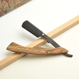 Rasoir droit à manche en bois, lame en acier inoxydable, lame unique pour le rasage du visage et du corps, utilisation en salon de coiffure ou en extérieur - Product Image 1