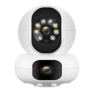 户外无线PTZ双镜头4MP高清监控闭路电视知识产权摄像机人工智能跟踪icam一物ICsee v380图雅双目安全摄像机