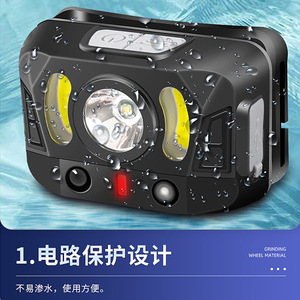 Rechargeable Led Headlamp 1200Mh Battery High Brightness Portable Outdoor Fishing Light With Sensor Waterproof Design - Product Image 2