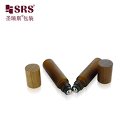 Applicateur de bille roulante pour huiles essentielles de luxe 10 ml, flacon roll-on avec bouchon en bois