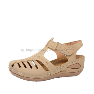 Women New Hollow European and American Wedge <b>Sandals</b> Summer Thick Sole <b>Closed</b>-<b>Toe</b> Roman <b>Sandals</b> Wholesale - Product Image 5
