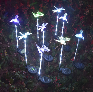 Светодиодная фигурка на колышке, ландшафтное освещение, меняющее цвет, светодиодная Солнечная гирлянда с Колибри, бабочкой, стрекозой, светящаяся палочка - Product Image 1