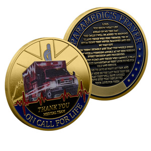 Moneda Conmemorativa de Metal, Artesaní<span class=keywords><strong>a</strong></span> Personalizada con Temática Médica, Recuerdo de <span class=keywords><strong>Ambulancia</strong></span>, Línea de Vida, Texto de Oración, Agradecimiento - Product Image 1