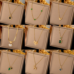 Femmes tanish gratuit étanche plaqué or bijoux accessoires bijoux acier inoxydable acier inoxydable papillon coeur collier - Product Image 2