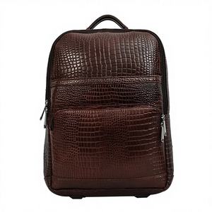 Unisex Hazelnut Brown Genuine Leather Backpack Laptop <b>Bag</b> Large Capacity Travel Daypack Rucksack Work <b>College</b> Zipper Business - Product Image 1