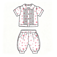 Ensemble 2 pièces personnalisé OEM ODM pour bébé et tout-petit, imprimé panda, col Peter Pan, haut à manches courtes et pantalon lanterne, tenue décontractée pour enfants
