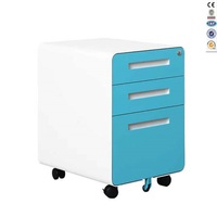 Archivador Móvil Moderno YOUBAI con Cajones Ajustables y Borde Metálico - Archivador de Pedestal de 3 Cajones para Hogar, Dormitorio, Hotel u Oficina