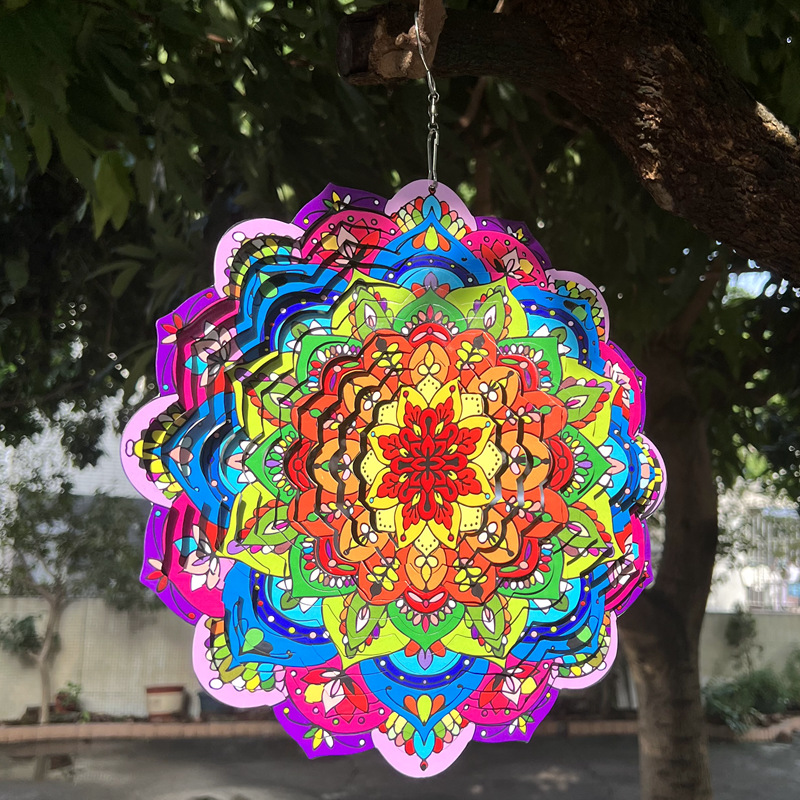 Gradient Color Wind Spinner - Stainless Steel Garden Decor