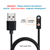 Câble de charge magnétique USB en cuivre pur pour montre connectée, 2 broches, 4 broches, 2,84 m, 4,0 m, 7,62 mm, accessoire pour smartwatch, vente en gros