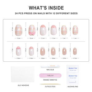 <span class=keywords><strong>Uñas</strong></span> Postizas <span class=keywords><strong>de</strong></span> <span class=keywords><strong>Diseño</strong></span> Bonito, Forma Ovalada Corta, Color Rosa, Material PMMA, <span class=keywords><strong>Uñas</strong></span> <span class=keywords><strong>Francesas</strong></span>, <span class=keywords><strong>Uñas</strong></span> Artificiales Brillantes - Product Image 4