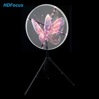 Kipas Hologram 3D nirkabel daya rendah dengan penutup pelindung dudukan lantai segitiga untuk informasi bandara