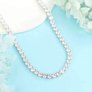 Kirin Collier chaîne de tennis de luxe pour femme en argent sterling 925 4mm zircon cubique bleu Style tendance pour l'engagement avec des <span class=keywords><strong>étincelles</strong></span> - Product Image 4