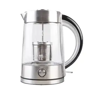 1.7L 12832B Electric Tea Kettle Tea Pot Tea Infuser Cordless Glass with Removable Stainless Steel Digital Smart Glass Silver 120