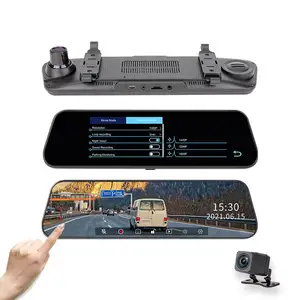 Smart Touch Screen Waterproof DVR 1440P Electronic Rearview Mirror Dash Cam Video Camera