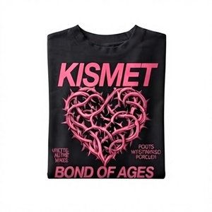 T-shirt respirant à logo frontal avec motif cœur épineux rose, manches courtes, coupe classique, en jersey de coton décontracté, col rond - Product Image 2