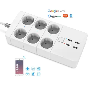 Tuya Wireless WiFi Smart Plug Outlet 6 Extender Surge Protector Power Strip with 4 USB Ports APP Control Alexa Google Home