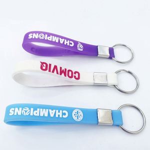 สายคล้องคอแบบกำหนดเองพร้อมพวงกุญแจยางพิมพ์โลโก้และสายรัดข้อมือซิลิโคน - Product Image 2