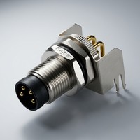 Connecteur M12 à montage sur circuit imprimé, corps circulaire, fiche droite, fixation par écrou, terminal à souder codé pour achat en gros