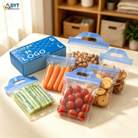 Sac à main en plastique transparent avec fermeture hermétique, personnalisé, en matériau LDPE, adapté aux aliments, pour emporter